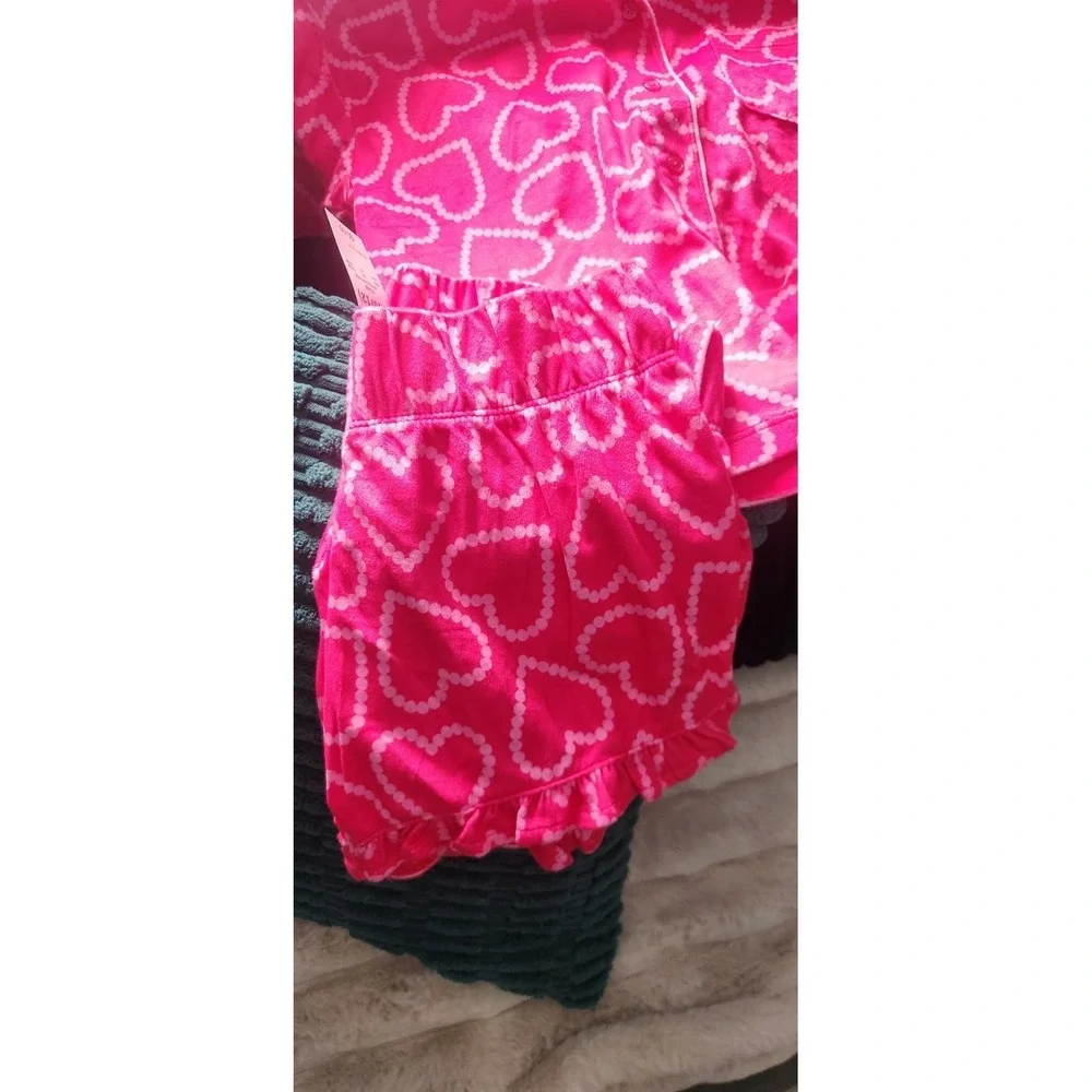 NEW Art Class Girls 2pc Hearts Short Sleeve Pajama Set Pink Large 10/12